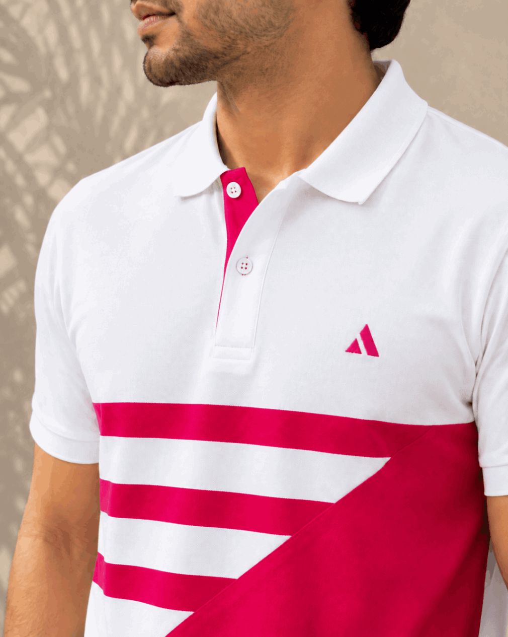 Men's Premium Cotton Piqué Polo T-Shirt – White & Hot Pink