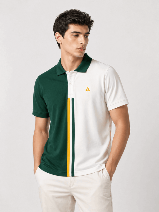 Half Pine Green with White stripe Polo T-Shirt