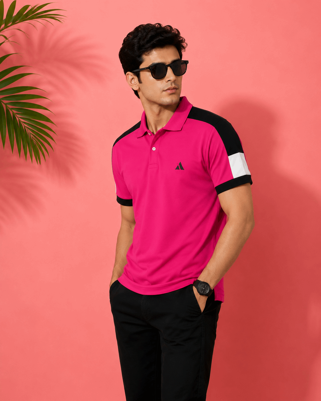 Premium Polo T-Shirt – Hot Pink Edition Shoulder cut
