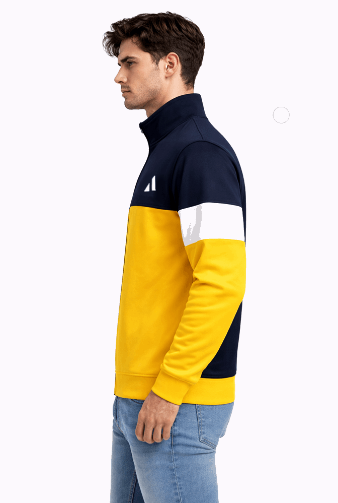 Full Sleeve Sweat Jacket Navy with Yellow