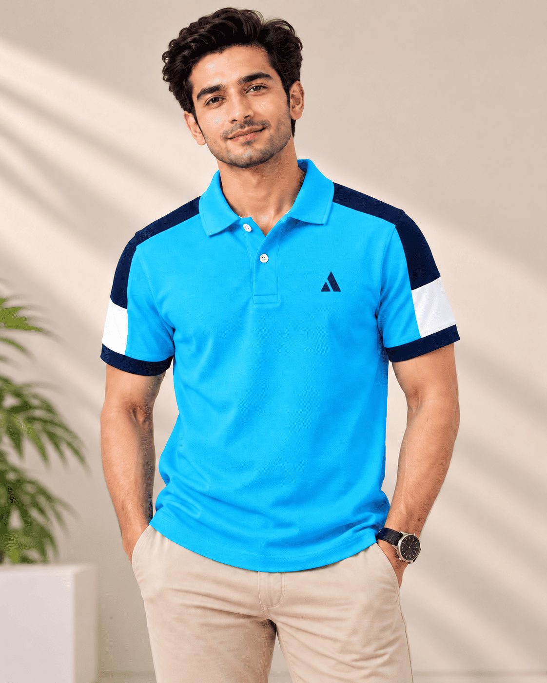 Premium Collar T-Shirt – Sky Blue Edition Shoulder cut