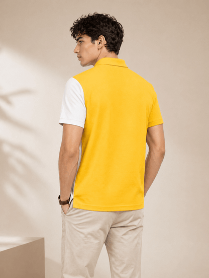 Half Golden Yellow with White stripe Polo T-Shirt