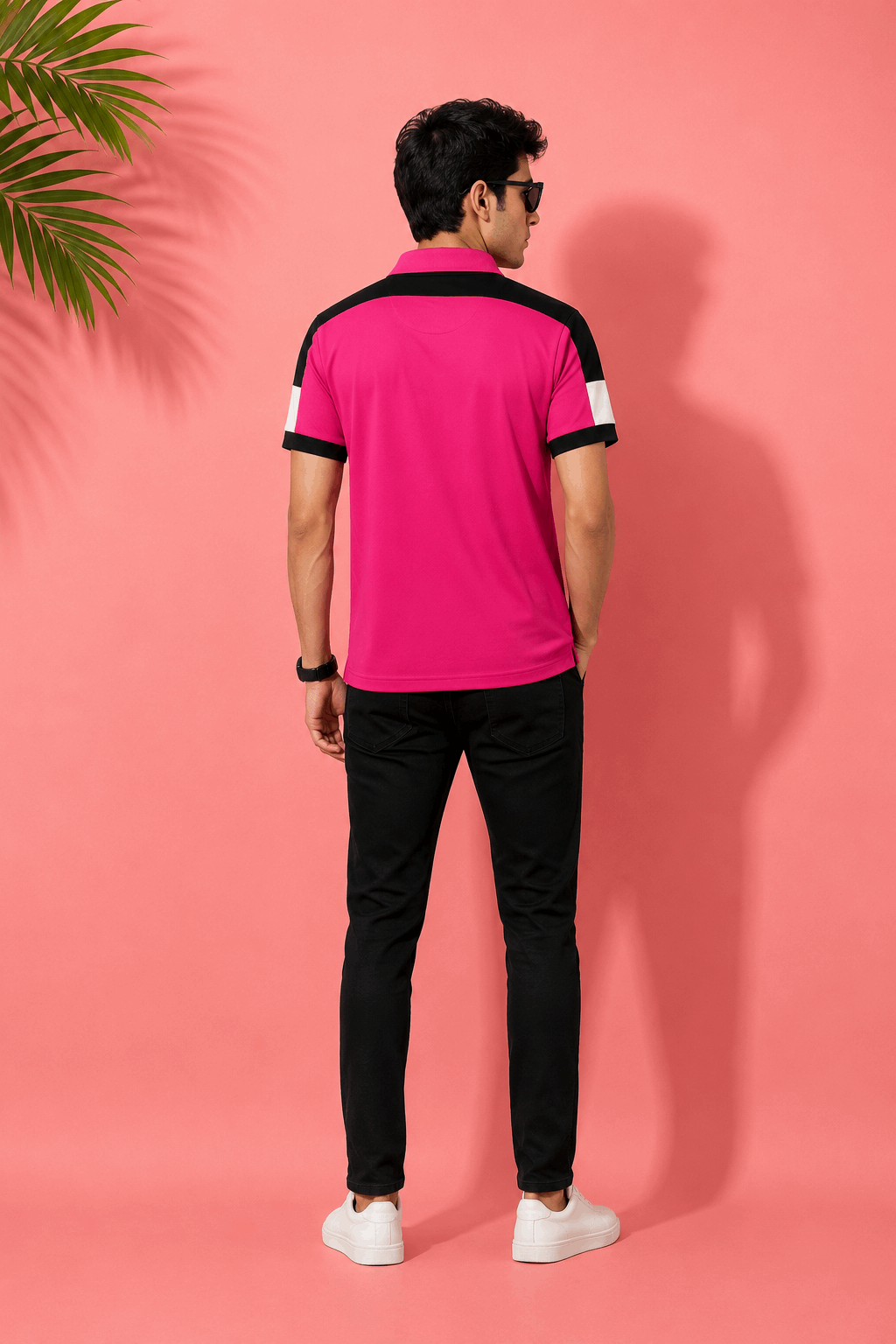 Premium Polo T-Shirt – Hot Pink Edition Shoulder cut