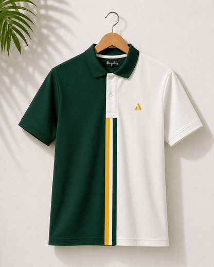 Half Pine Green with White stripe Polo T-Shirt