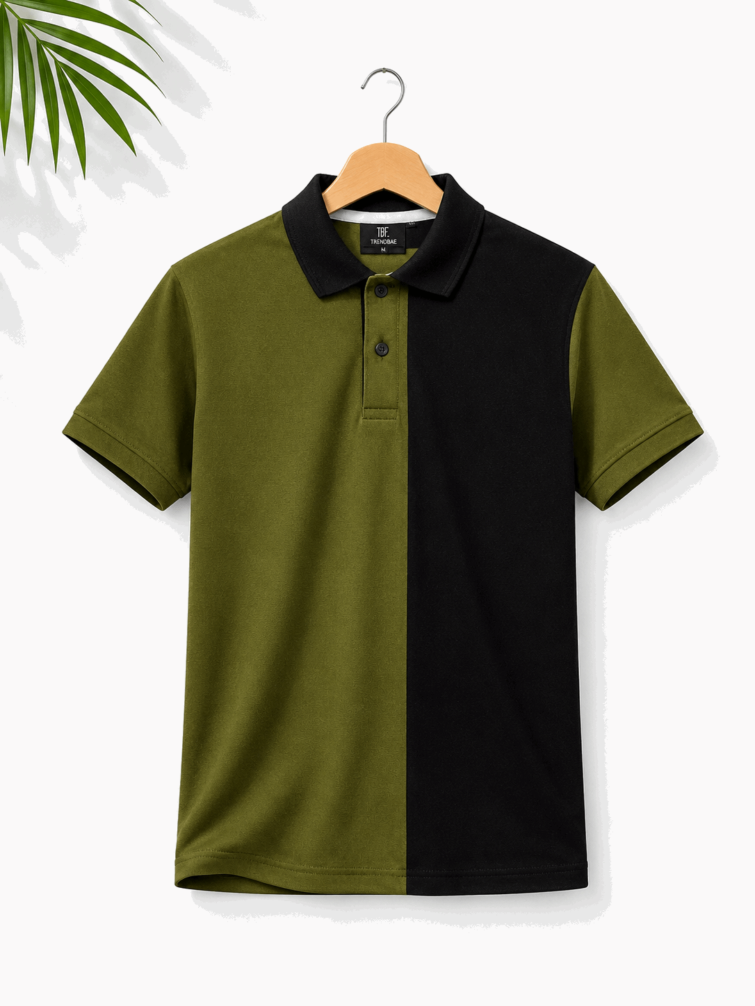 Half Olive Green with Black Polo T-Shirt