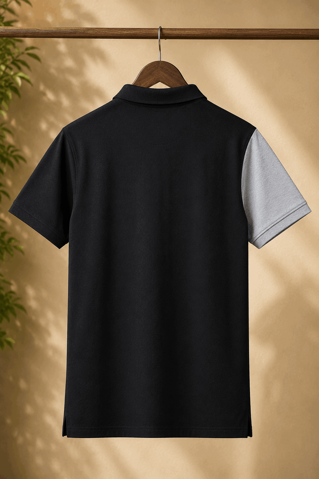 Dark Melange Grey with Red vertical stripe Polo T-Shirt