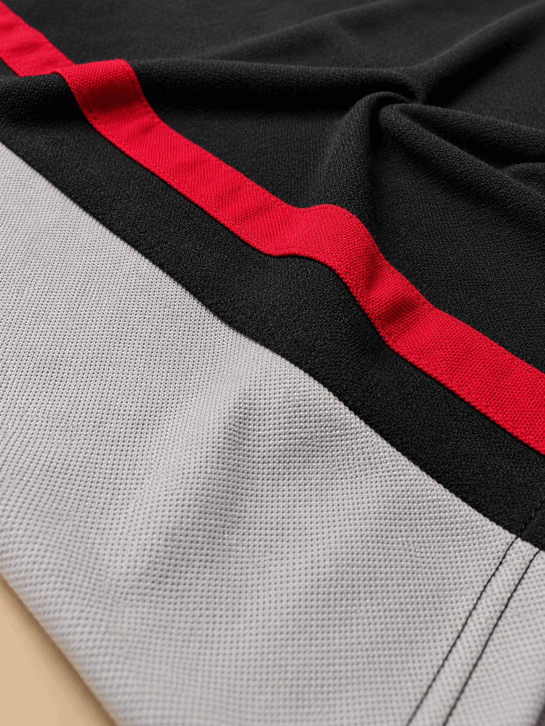 Dark Melange Grey with Red vertical stripe Polo T-Shirt