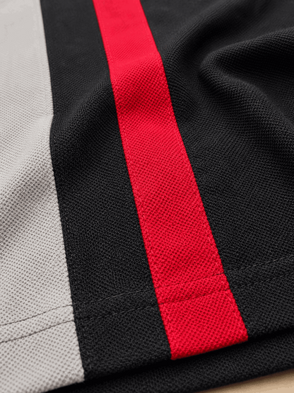 Dark Melange Grey with Red vertical stripe Polo T-Shirt