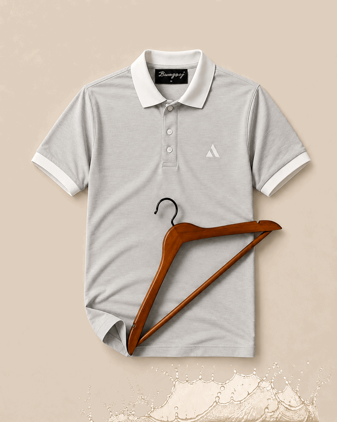 Classic Grey Polo T-Shirt | White Collar & Cuffs