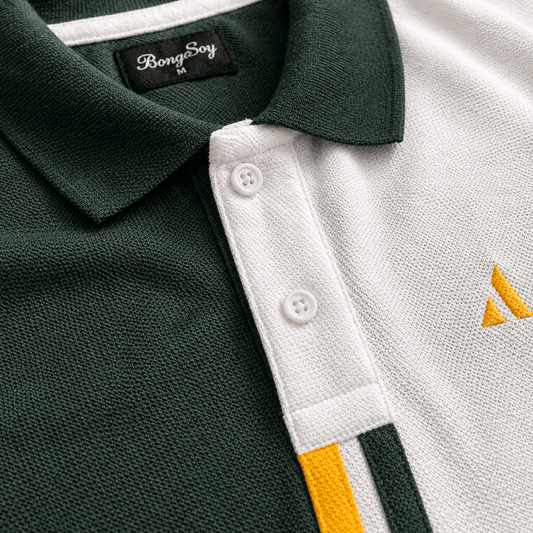 Half Pine Green with White stripe Polo T-Shirt