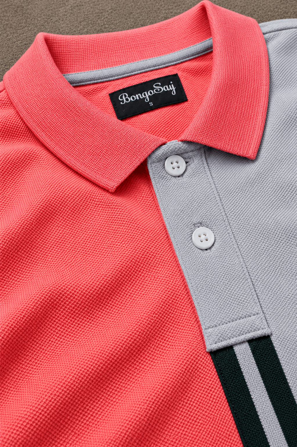 Sparkcolours Men's Coral Pink & Grey Colorblock Polo T-Shirt