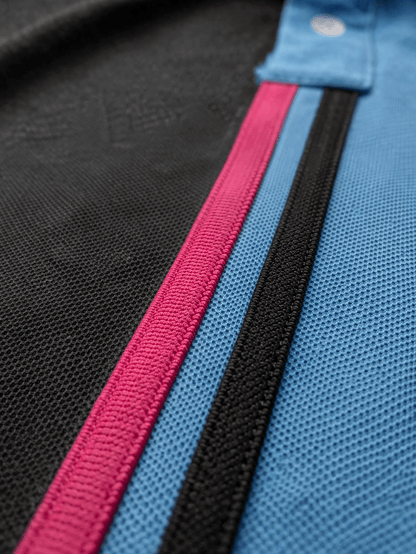 Premium Dual Tone Polo T-Shirt (Dark Mélange & Sky Blue)