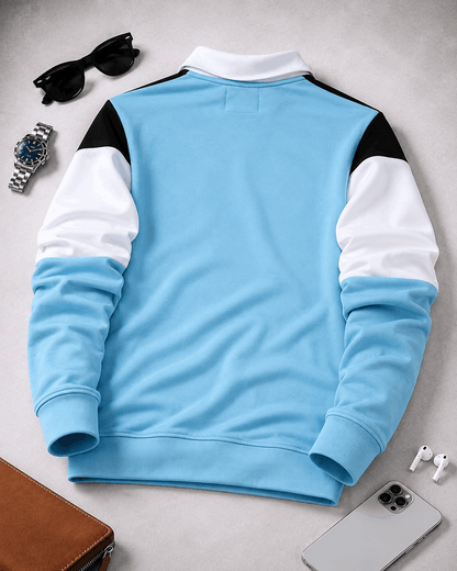 Sky Blue & White Full-Sleeve T-Shirt