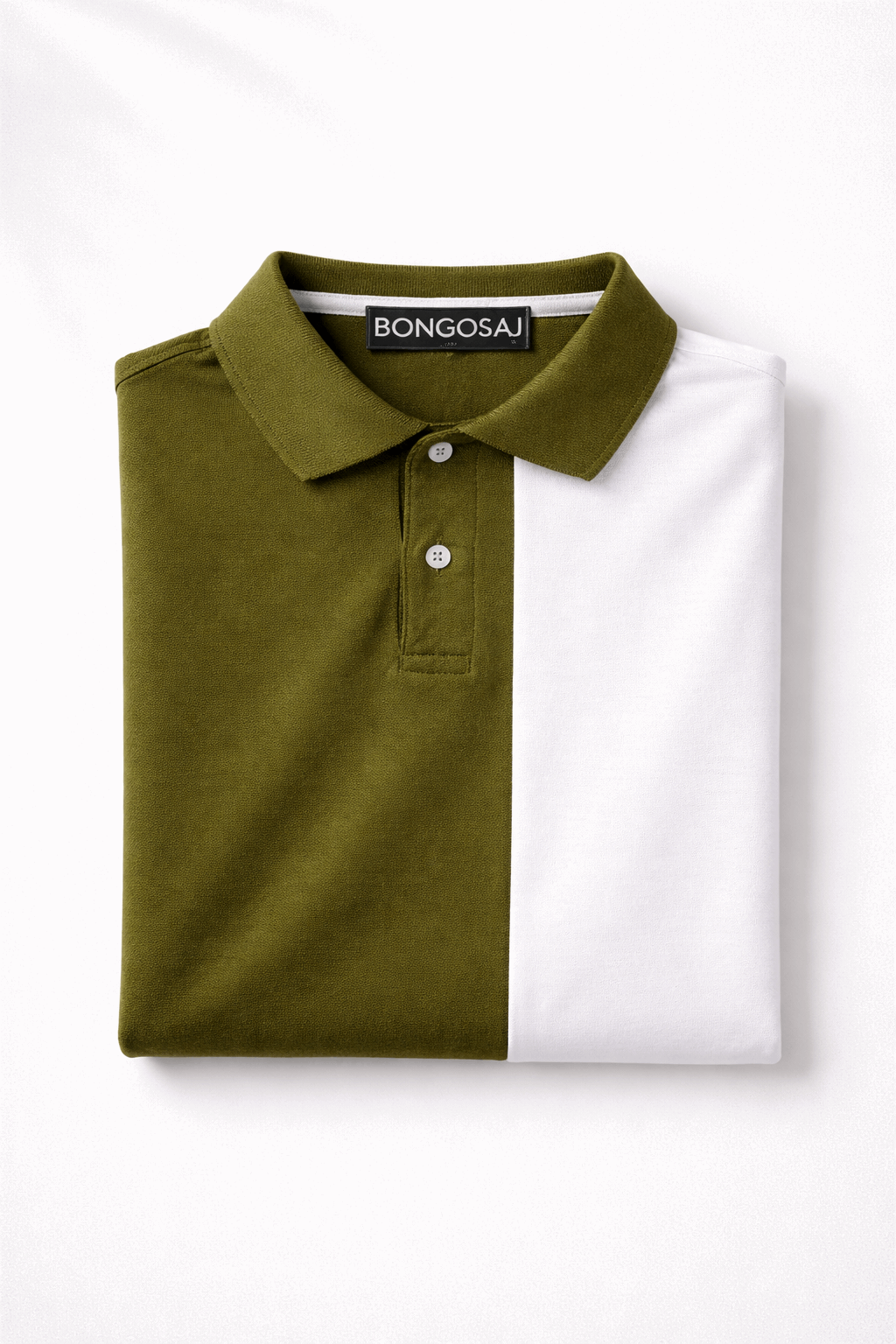 Premium Dual Tone Cotton Polo T-Shirt for Men | Olive Green & White