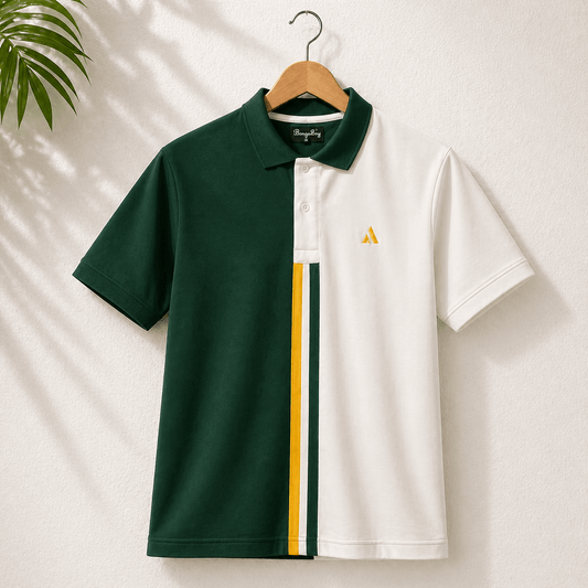 Half Pine Green with White stripe Polo T-Shirt