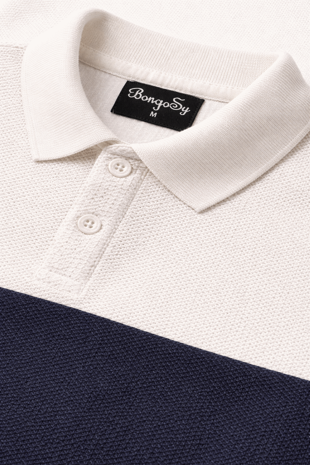 Premium Polo T-Shirt White–Mustard yellow–Black Colorblock