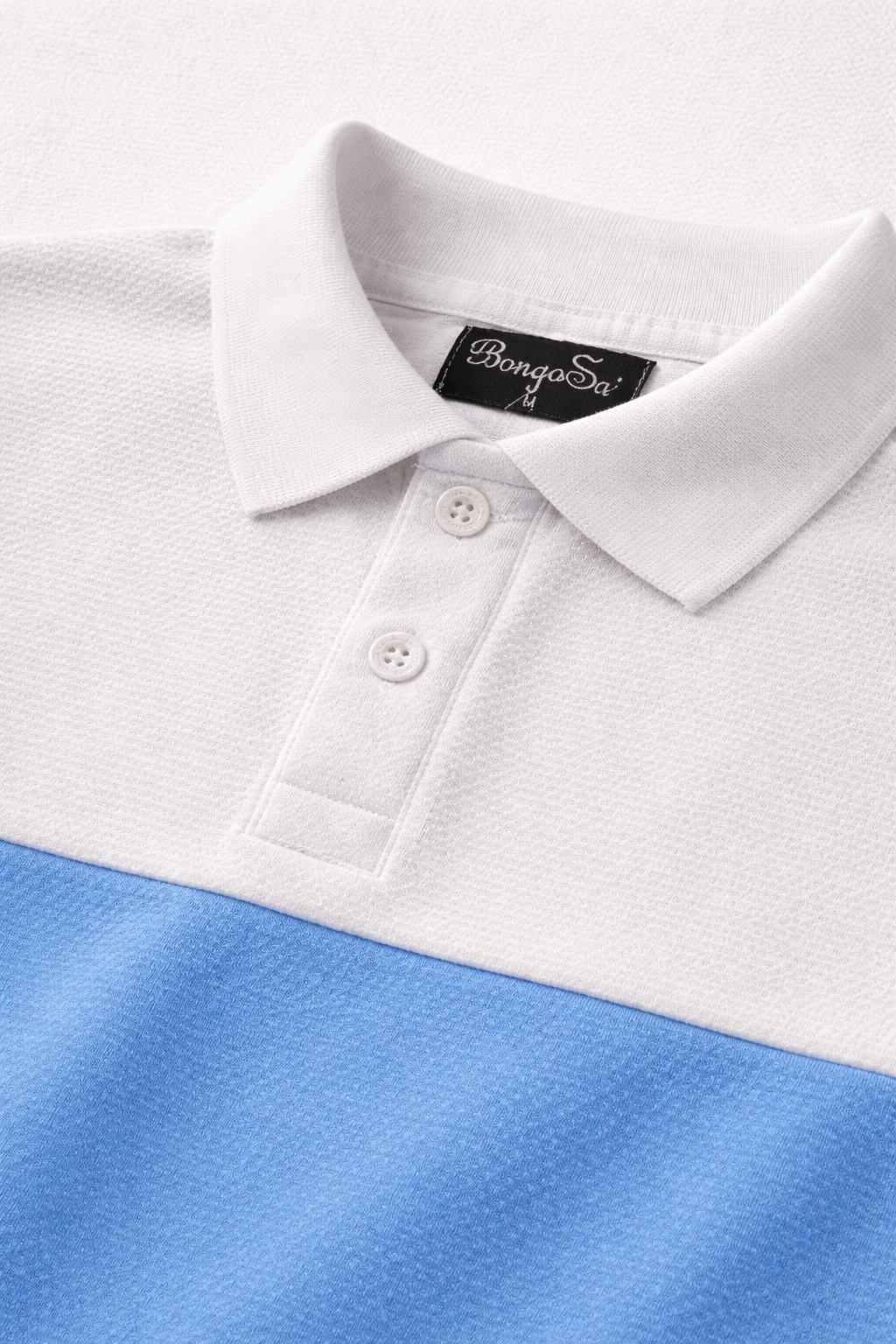 Men’s Colorblock Popcorn Fabric T shirt – White, Sky Blue & Black
