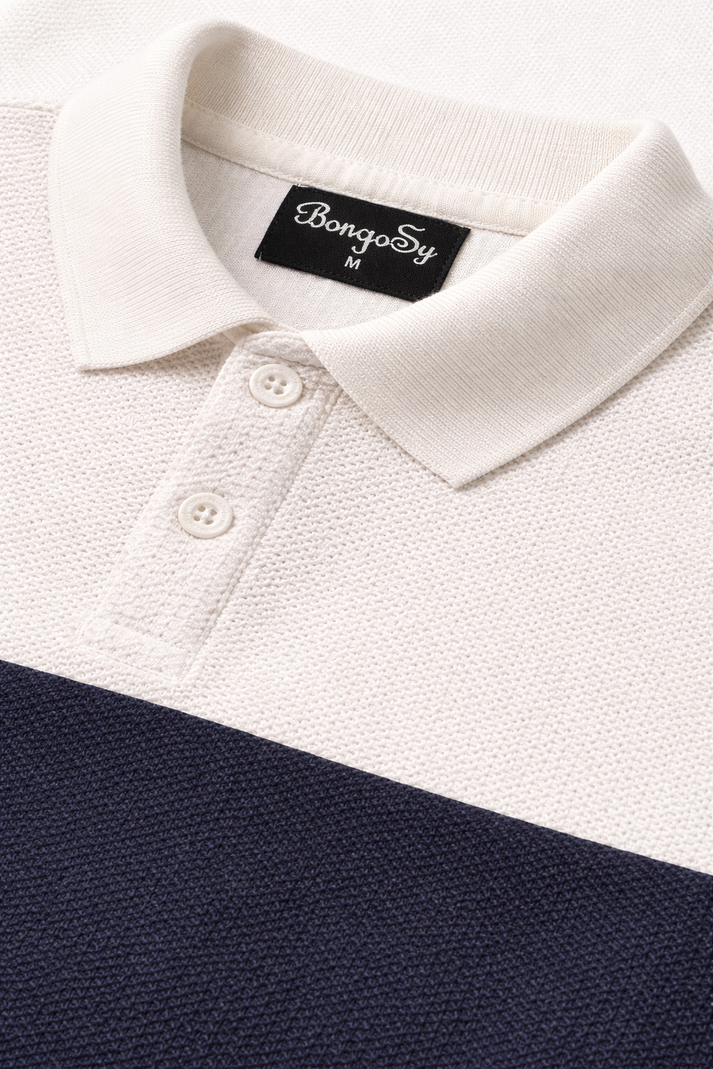 Premium Polo T-Shirt White–Mustard yellow–Black Colorblock