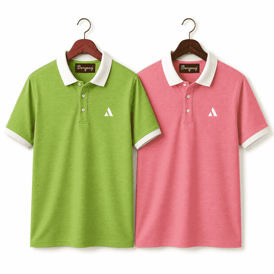 Premium Polo T-Shirt Combo Pack for Men – Green & Rose Pink