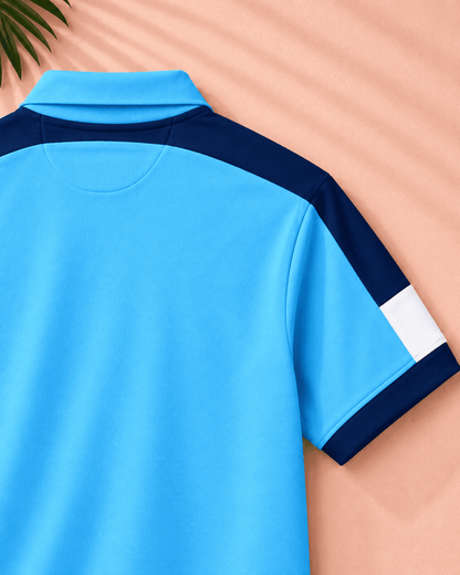 Premium Collar T-Shirt – Sky Blue Edition Shoulder cut