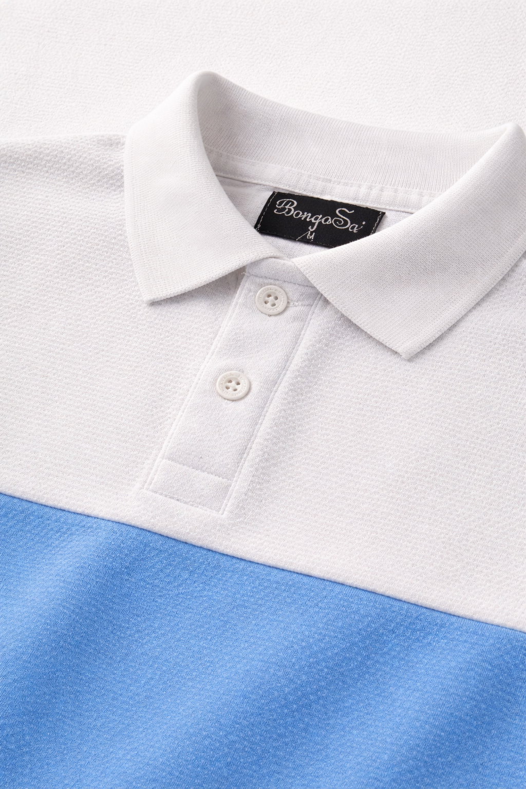 Men’s Colorblock Popcorn Fabric T shirt – White, Sky Blue & Black