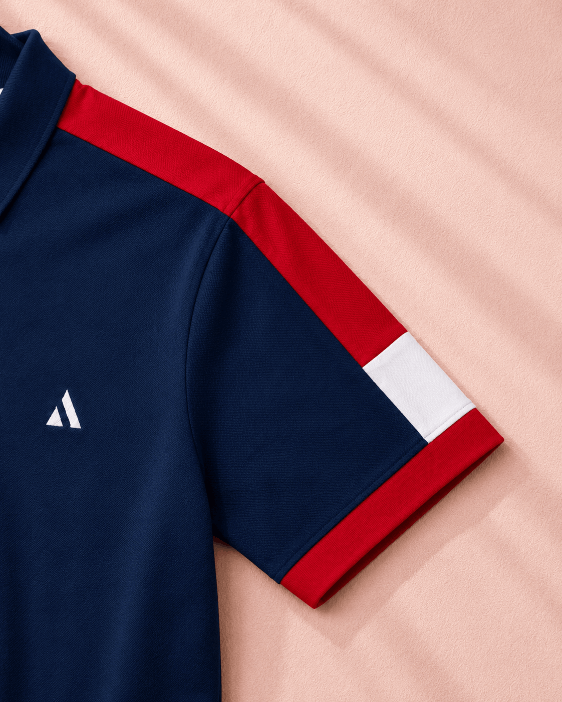 Navy Blue Polo T-Shirt with Red Shoulder Cut