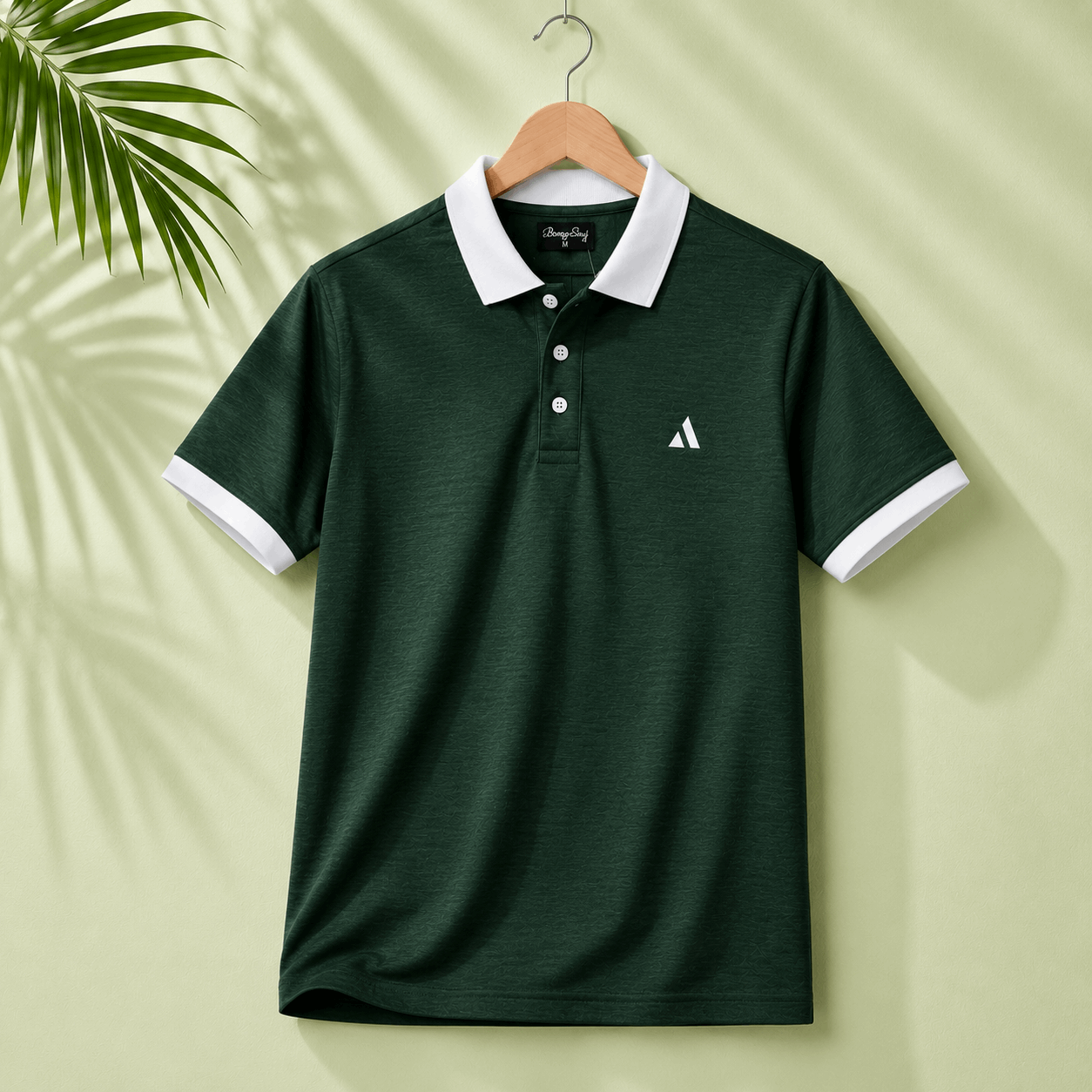 Classic Dark Green Polo T-Shirt | White Collar & Cuffs