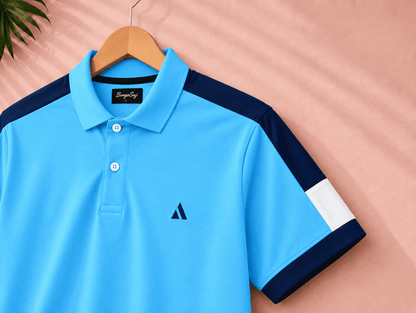 Premium Collar T-Shirt – Sky Blue Edition Shoulder cut