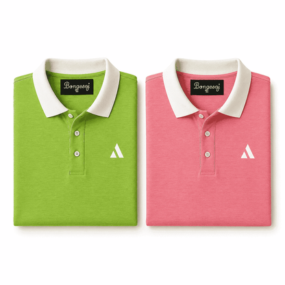 Premium Polo T-Shirt Combo Pack for Men – Green & Rose Pink