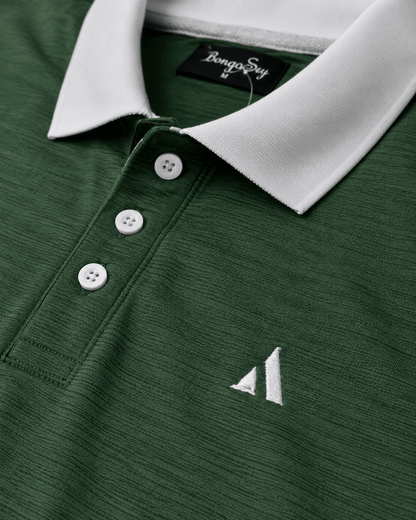 Classic Dark Green Polo T-Shirt | White Collar & Cuffs