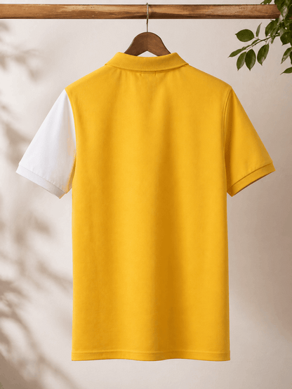 Half Golden Yellow with White stripe Polo T-Shirt