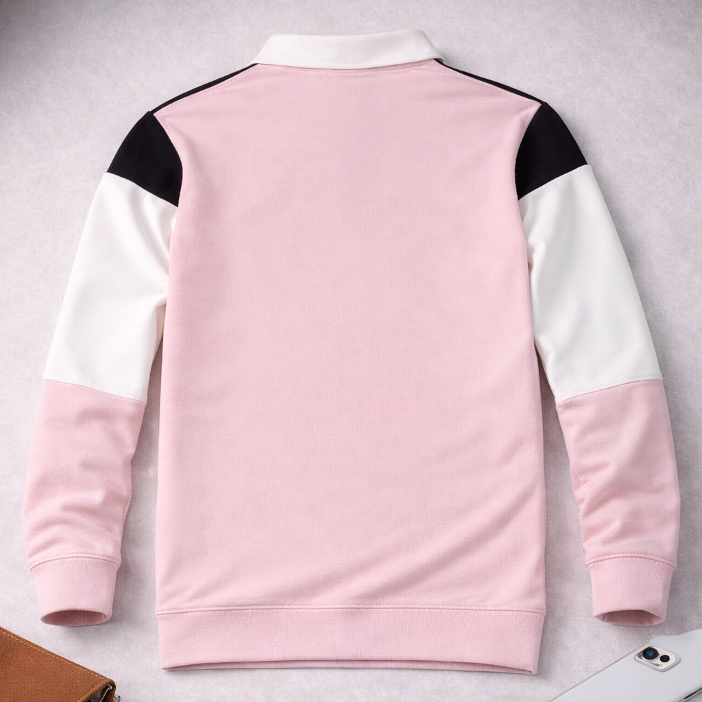 Men’s Colorblock Lycra Fabric T shirt – White, Pink & Black