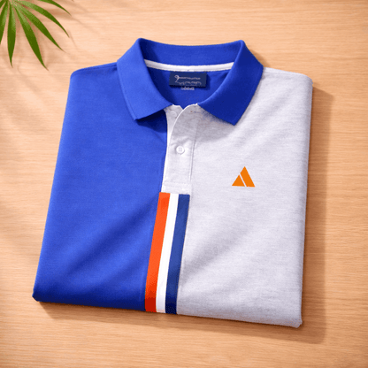 Half Blue with Light Grey stripe Polo T-Shirt