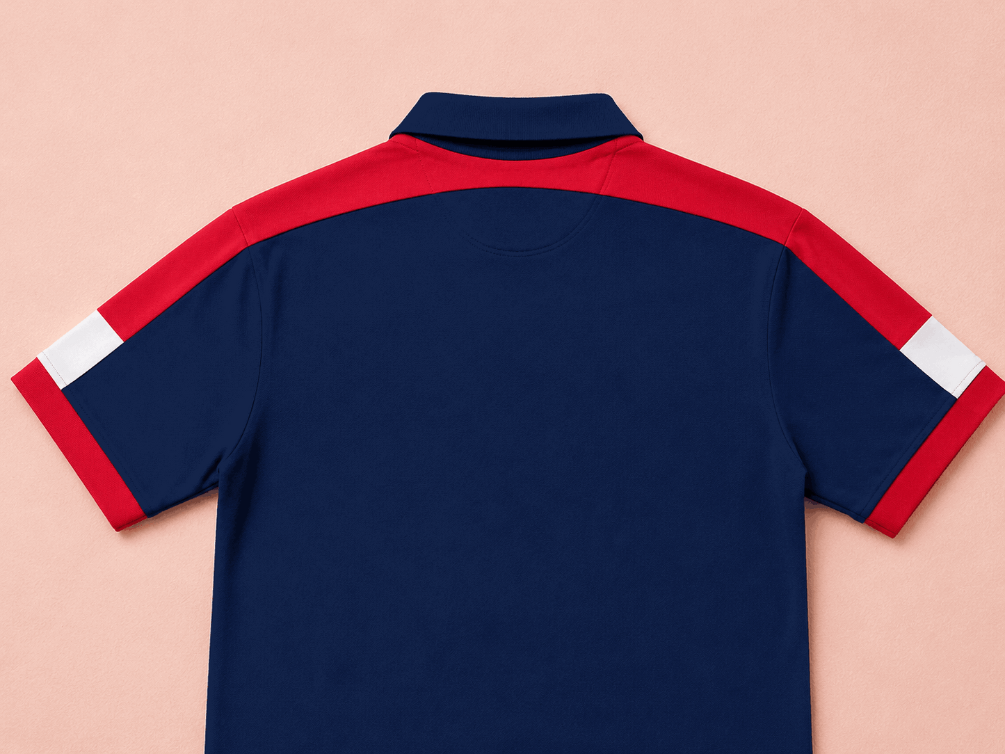Navy Blue Polo T-Shirt with Red Shoulder Cut