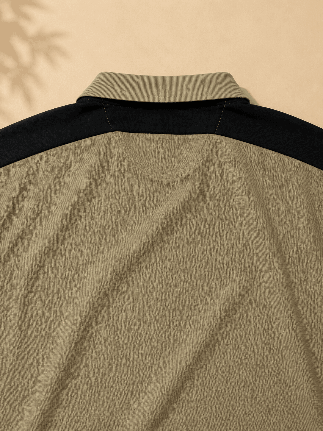 Men's Khaki Olive Colour Block Premium Polo T-Shirt Shoulder Cut