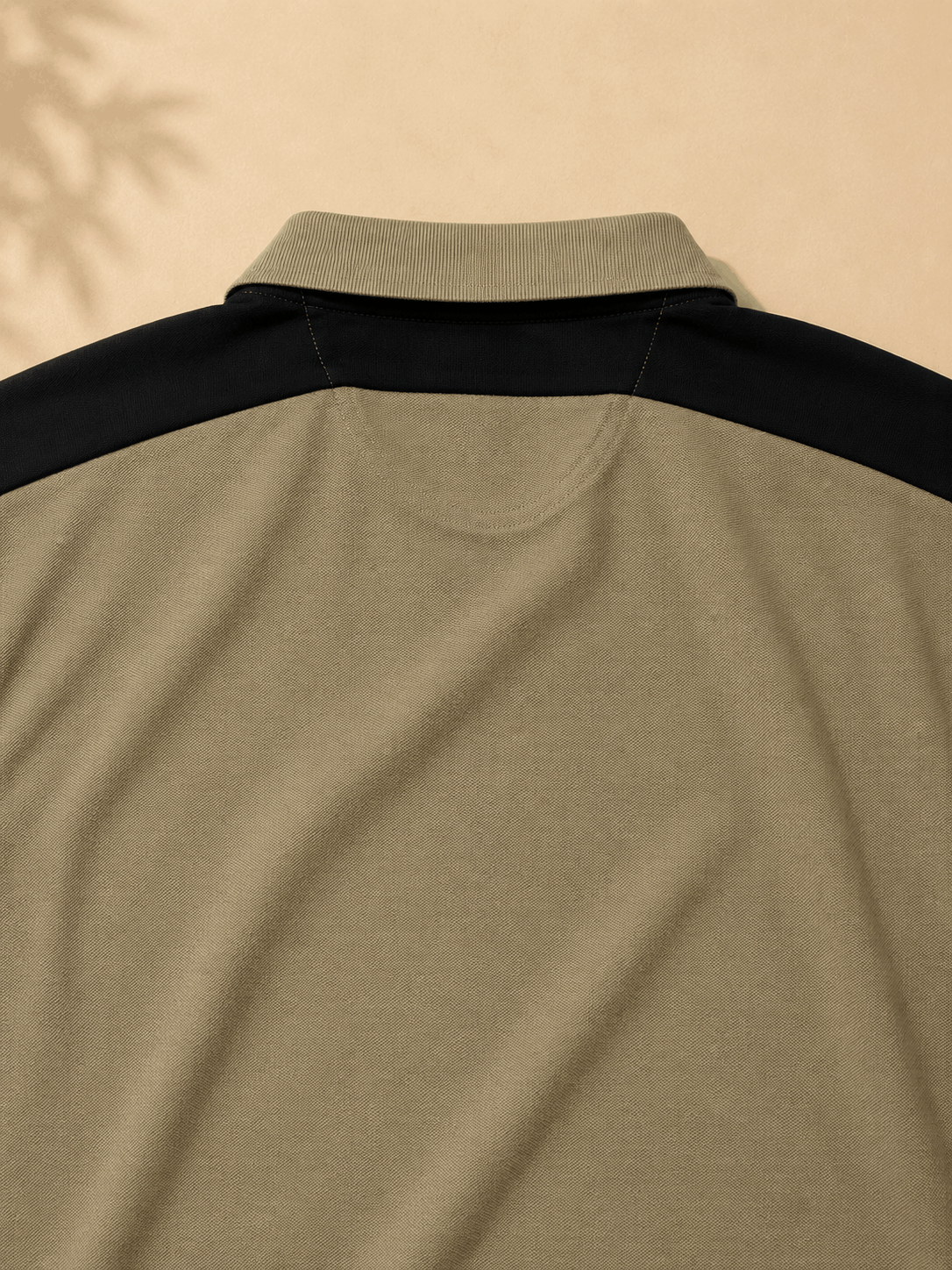 Men's Khaki Olive Colour Block Premium Polo T-Shirt Shoulder Cut