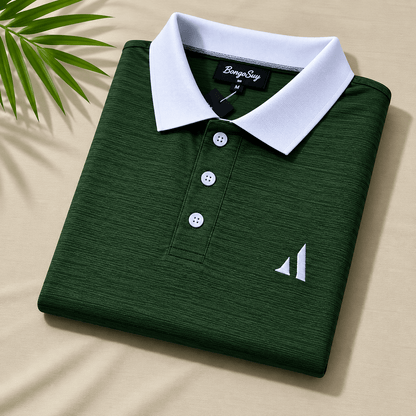 Classic Dark Green Polo T-Shirt | White Collar & Cuffs