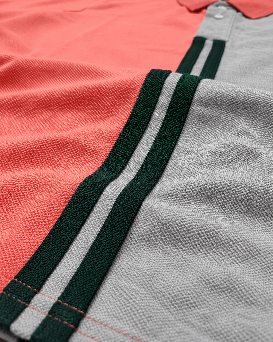 Sparkcolours Men's Coral Pink & Grey Colorblock Polo T-Shirt