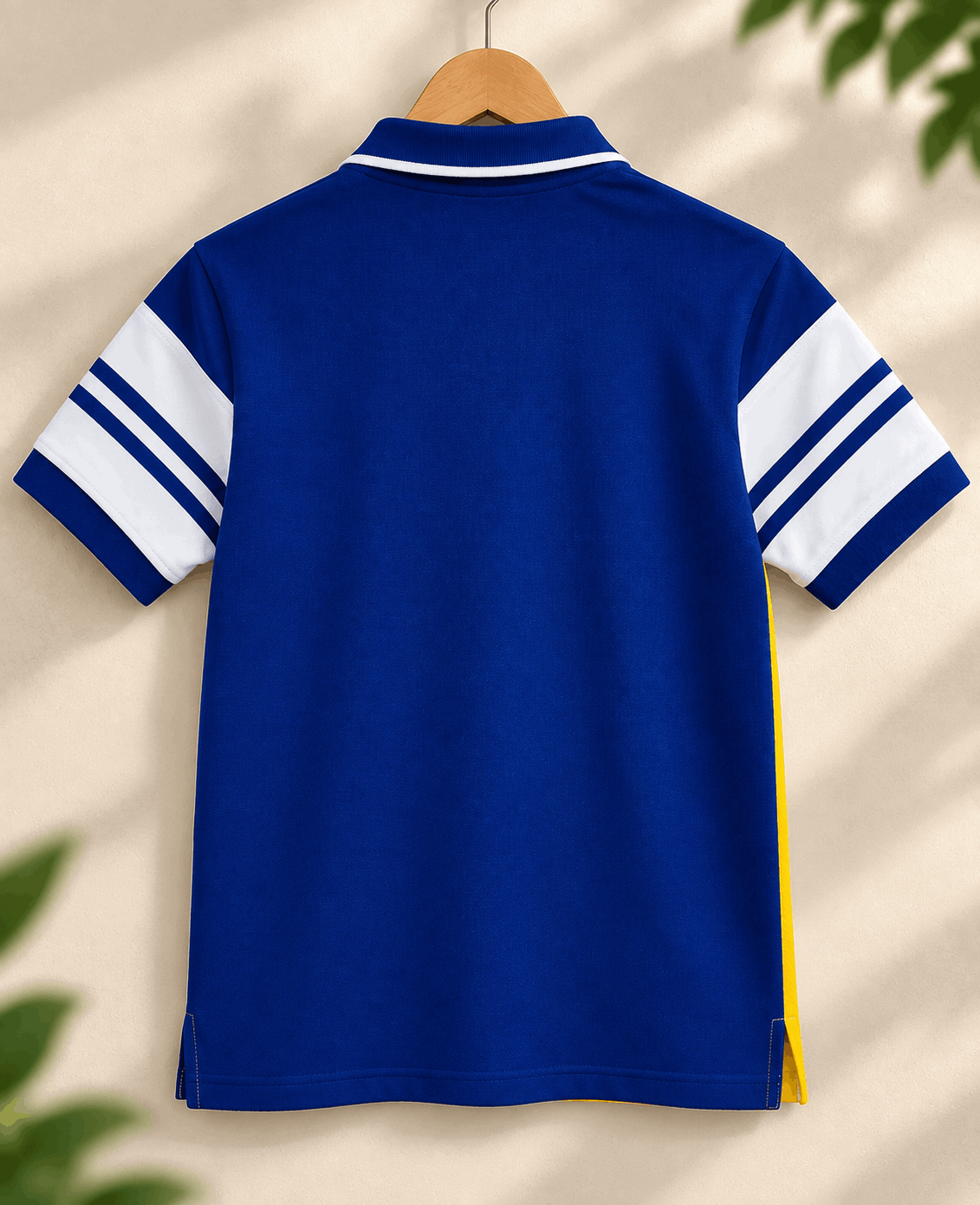 Urban Stripe Polo T-Shirt – Royal Blue white and yellow
