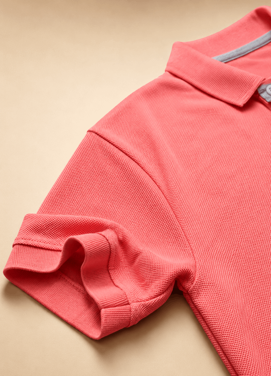 Sparkcolours Men's Coral Pink & Grey Colorblock Polo T-Shirt
