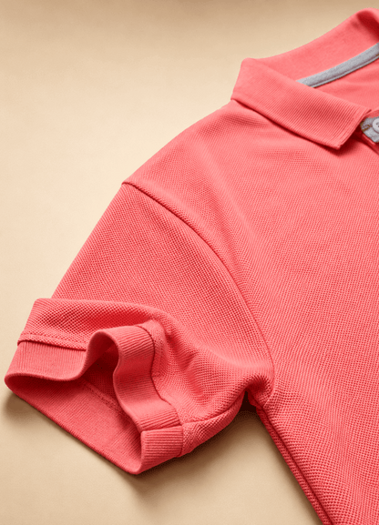 Sparkcolours Men's Coral Pink & Grey Colorblock Polo T-Shirt