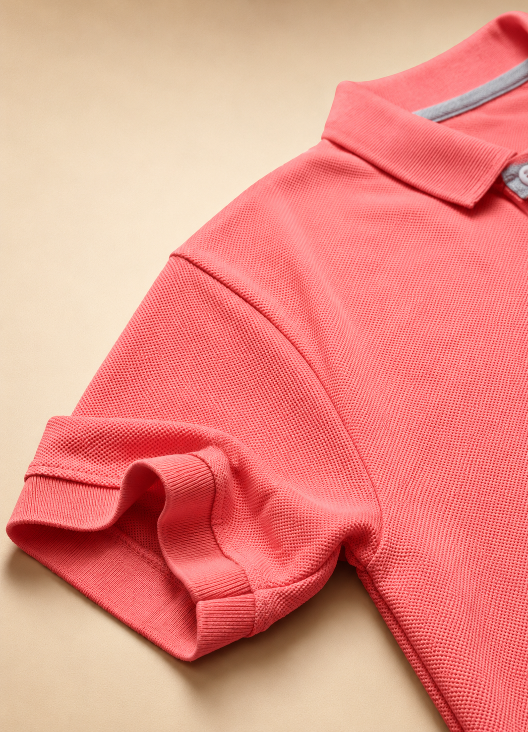 Sparkcolours Men's Coral Pink & Grey Colorblock Polo T-Shirt