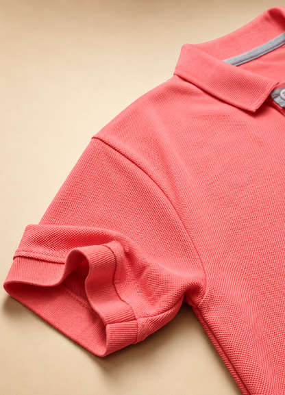 Sparkcolours Men's Coral Pink & Grey Colorblock Polo T-Shirt