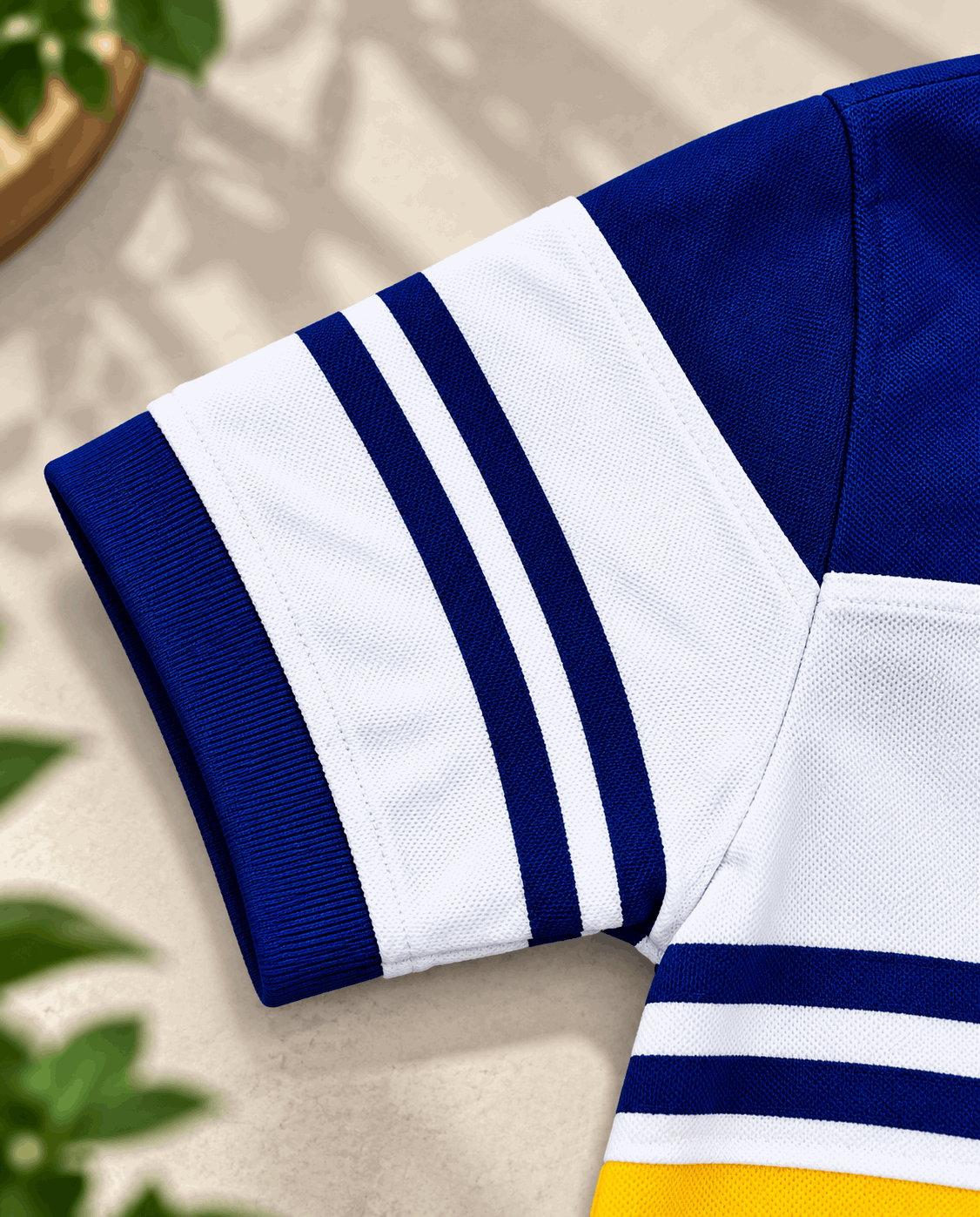 Urban Stripe Polo T-Shirt – Royal Blue white and yellow