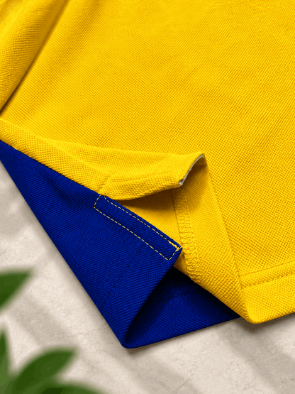 Urban Stripe Polo T-Shirt – Royal Blue white and yellow