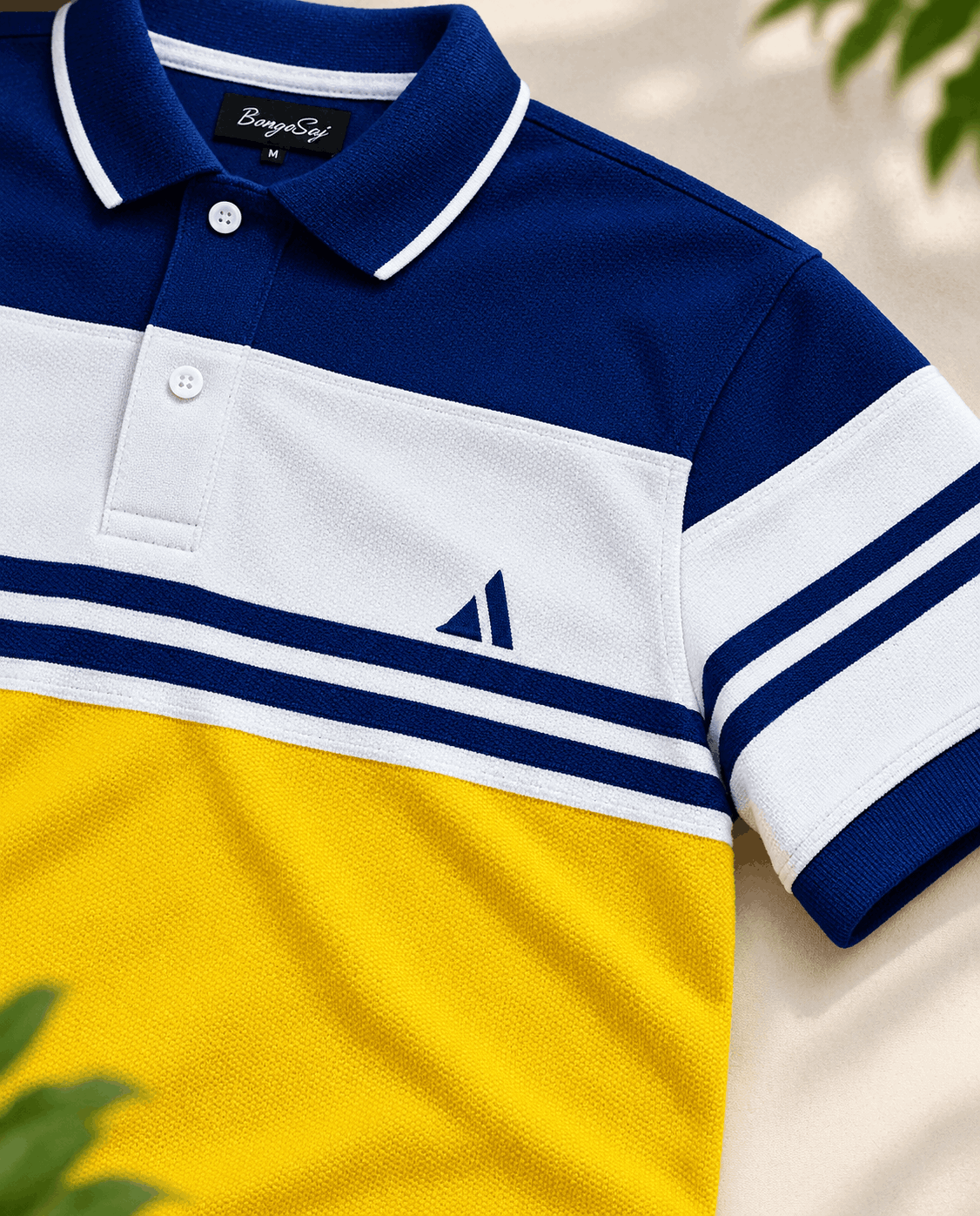 Urban Stripe Polo T-Shirt – Royal Blue white and yellow