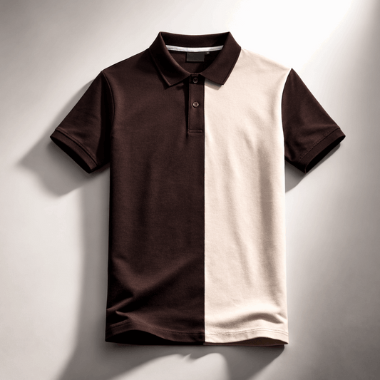 Half Coffee Brown with Beige Polo T-Shirt
