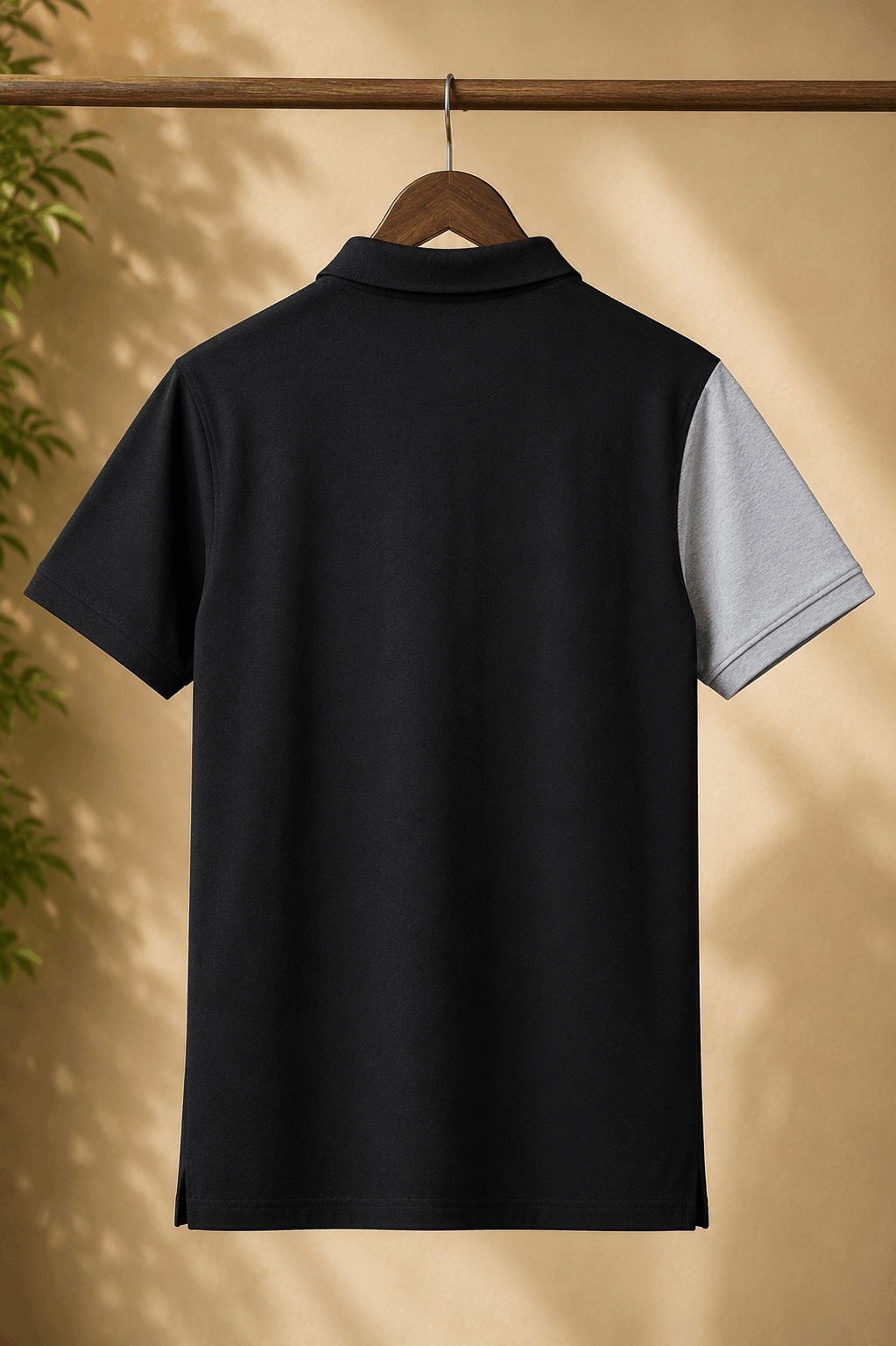 Dark Melange Grey with Red vertical stripe Polo T-Shirt