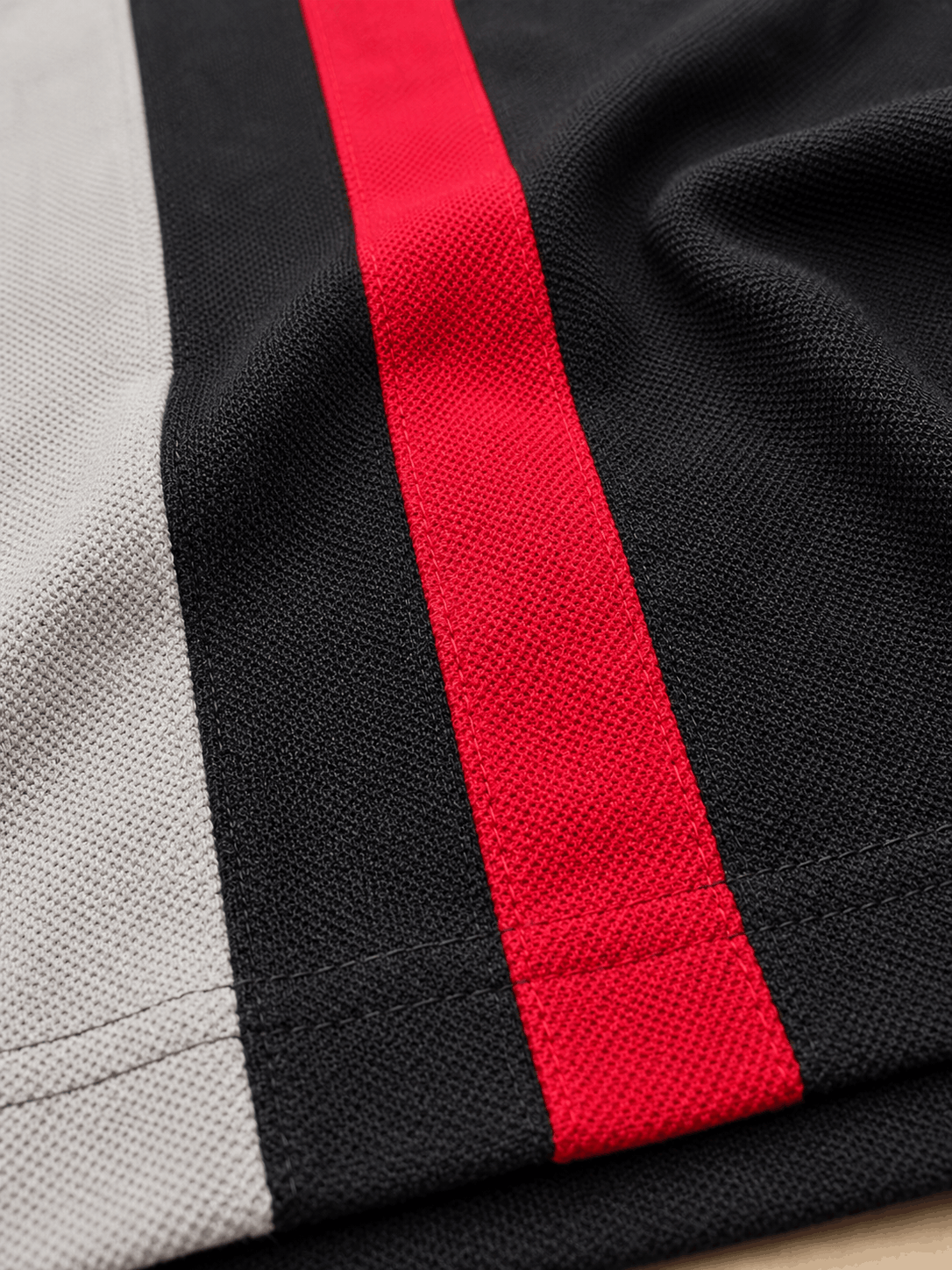 Dark Melange Grey with Red vertical stripe Polo T-Shirt