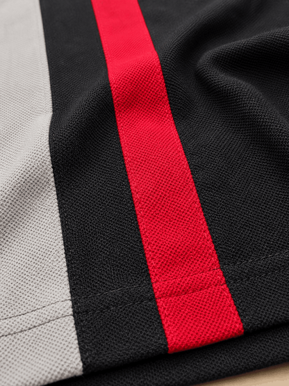 Dark Melange Grey with Red vertical stripe Polo T-Shirt